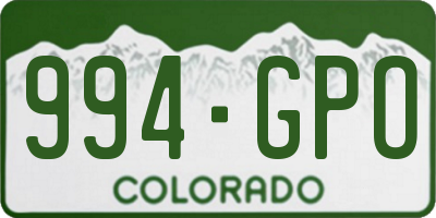 CO license plate 994GPO