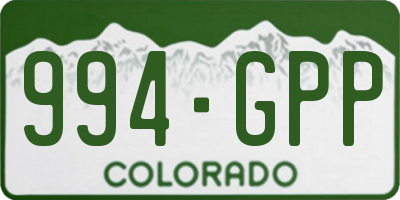 CO license plate 994GPP