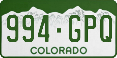CO license plate 994GPQ