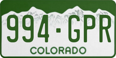 CO license plate 994GPR