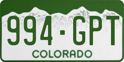 CO license plate 994GPT