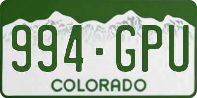 CO license plate 994GPU