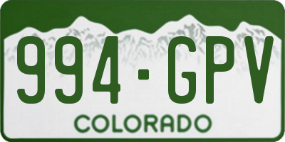 CO license plate 994GPV