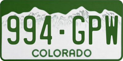 CO license plate 994GPW