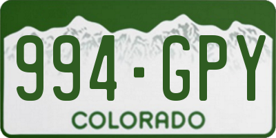 CO license plate 994GPY