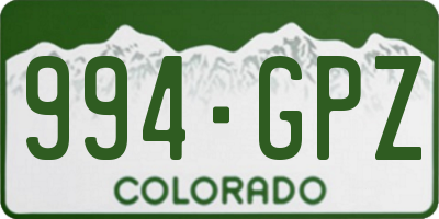CO license plate 994GPZ