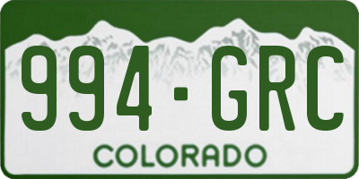 CO license plate 994GRC