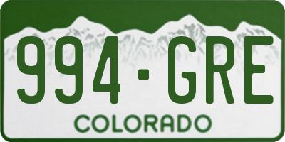 CO license plate 994GRE