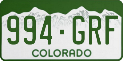 CO license plate 994GRF