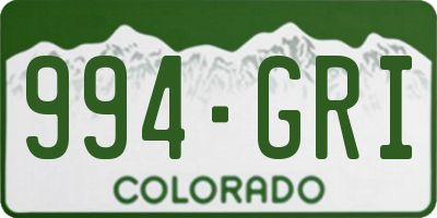 CO license plate 994GRI
