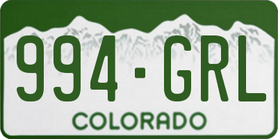 CO license plate 994GRL