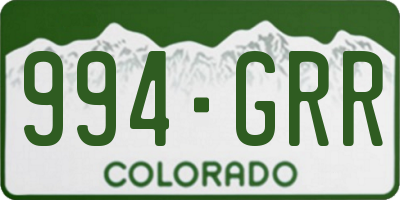 CO license plate 994GRR