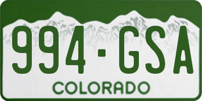 CO license plate 994GSA