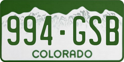 CO license plate 994GSB