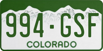 CO license plate 994GSF
