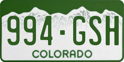 CO license plate 994GSH