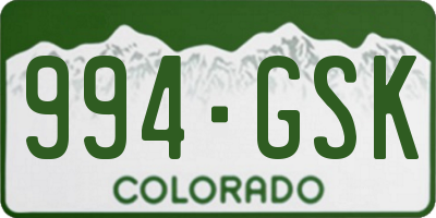 CO license plate 994GSK