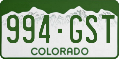 CO license plate 994GST