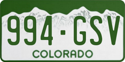 CO license plate 994GSV