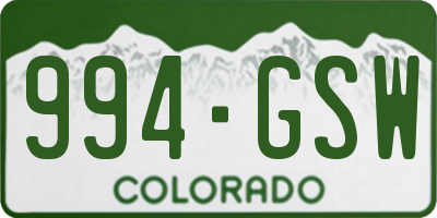 CO license plate 994GSW