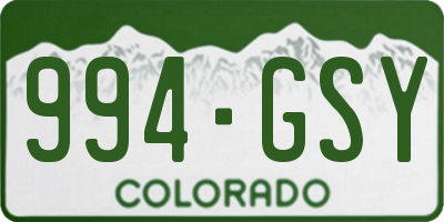 CO license plate 994GSY