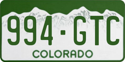 CO license plate 994GTC