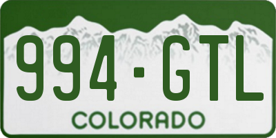 CO license plate 994GTL