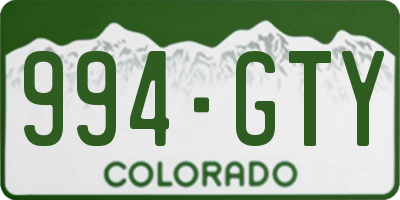 CO license plate 994GTY