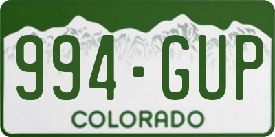 CO license plate 994GUP