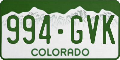 CO license plate 994GVK