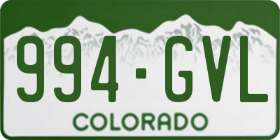 CO license plate 994GVL