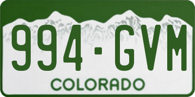 CO license plate 994GVM