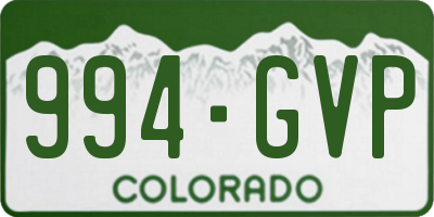 CO license plate 994GVP