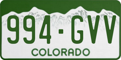 CO license plate 994GVV
