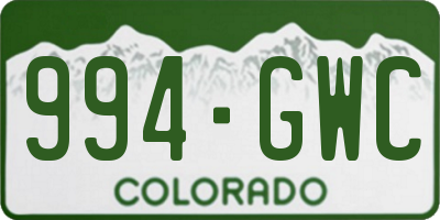 CO license plate 994GWC