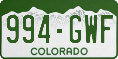 CO license plate 994GWF