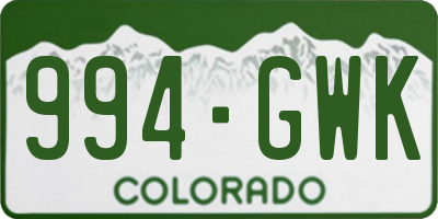 CO license plate 994GWK