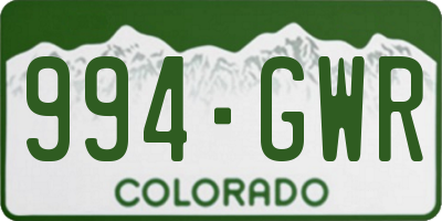 CO license plate 994GWR