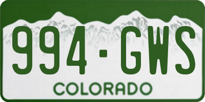 CO license plate 994GWS