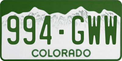 CO license plate 994GWW