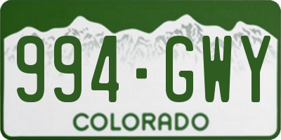CO license plate 994GWY