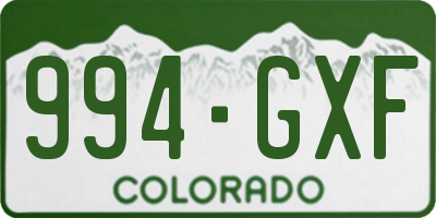 CO license plate 994GXF