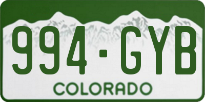 CO license plate 994GYB
