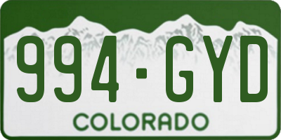 CO license plate 994GYD