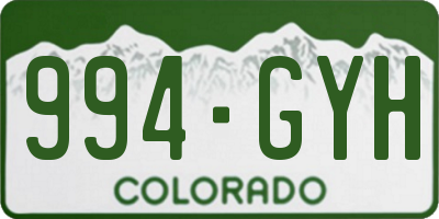 CO license plate 994GYH