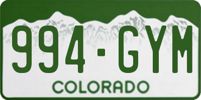CO license plate 994GYM