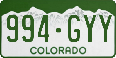 CO license plate 994GYY