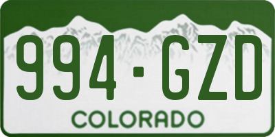 CO license plate 994GZD
