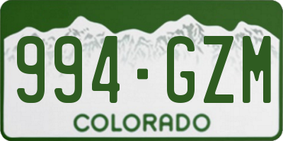CO license plate 994GZM