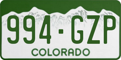 CO license plate 994GZP